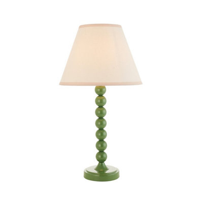 Luminosa Lighting Luminosa Higgledy Gloss Cotswold Green Paint Table Lamp With Vintage White Fabric Ivy Shade 25Cm E14 from B&Q