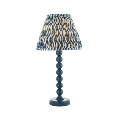 Luminosa Lighting Luminosa Higgledy Gloss Marlin Blue Paint Table Lamp With Marlin Blue Fabric Ripple Shade 25Cm E14 from B&Q