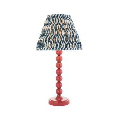 Luminosa Lighting Luminosa Higgledy Gloss Pink Clay Paint Table Lamp With Marlin Blue Fabric Ripple Shade 25Cm E14 from B&Q