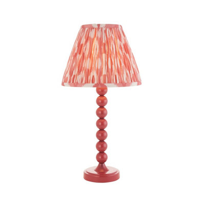 Luminosa Lighting Luminosa Higgledy Gloss Pink Clay Paint Table Lamp With Coral Pink Fabric Ikat Shade 25Cm E14 from B&Q