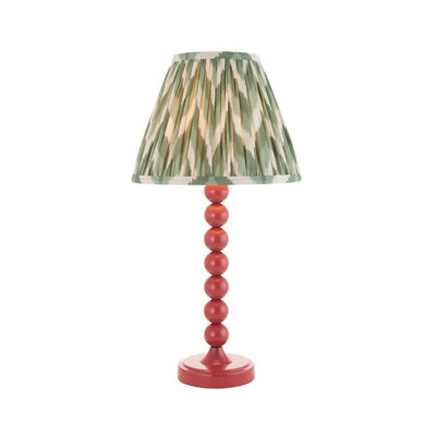 Luminosa Lighting Luminosa Higgledy Gloss Pink Clay Paint Table Lamp With Cotswold Green Fabric Zigzag Shade 25Cm E14 from B&Q