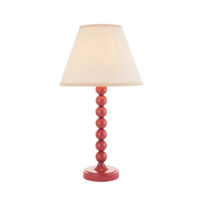 Luminosa Lighting Luminosa Higgledy Gloss Pink Clay Paint Table Lamp With Vintage White Fabric Ivy Shade 25Cm E14 from B&Q