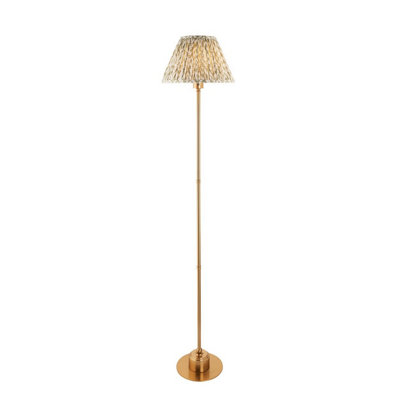 Luminosa Lighting Luminosa Burley Rechargeable Brushed Aged Brass Plate Floor Lamp With Leaf Shade 30Cm Integrated Led from B&Q