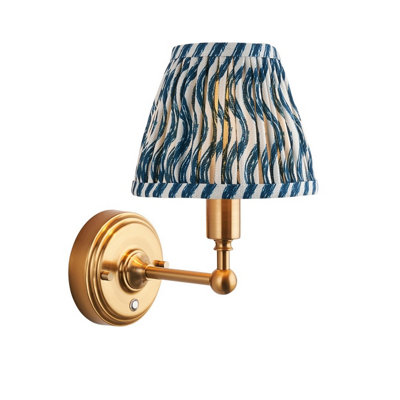 Luminosa Lighting Luminosa Burley Rechargeable Brushed Aged Brass Plate Wall Light With Ripple Shade 16Cm Integrated Led from B&Q