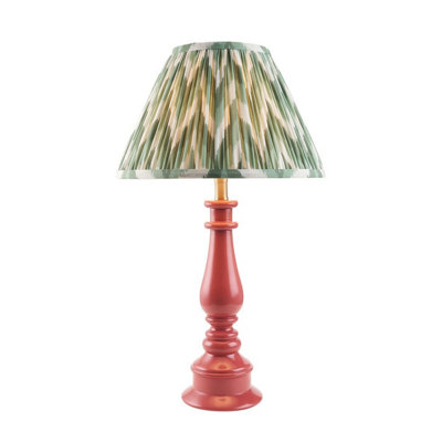 Luminosa Lighting Luminosa Myrtle Pink Clay Table Lamp With Cotswold Green Fabric Zigzag Shade 30Cm B22 from B&Q