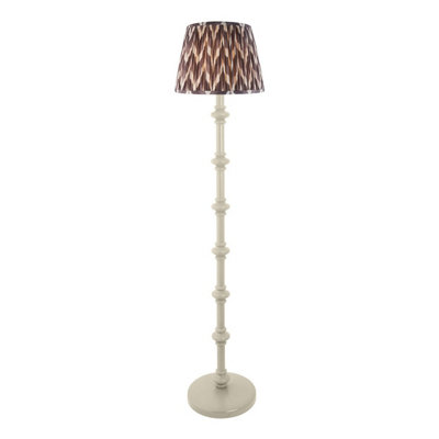 Luminosa Lighting Luminosa Carnaby Satin Almond White Paint Floor Lamp With Pearl Grey Fabric Zigzag Shade 35Cm B22 from B&Q