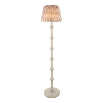 Luminosa Lighting Luminosa Carnaby Satin Almond White Paint Floor Lamp With Neutral Print Fabric Ikat Shade 35Cm B22 from B&Q