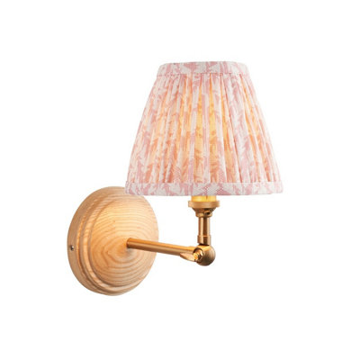 Luminosa Lighting Luminosa Wood Wing Ash Wood Wall Light With Peachy Keen Fabric Leaf Shade 16Cm B22 from B&Q