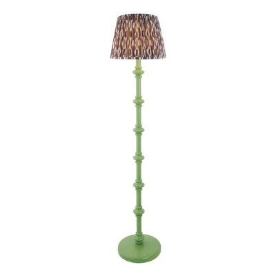 Luminosa Lighting Luminosa Carnaby Satin Cotswold Green Paint Floor Lamp With Pearl Grey Fabric Ikat Shade 35Cm B22 from B&Q