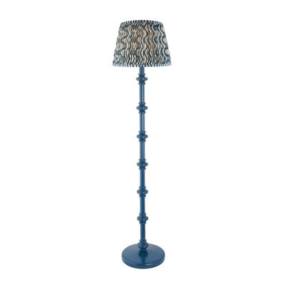 Luminosa Lighting Luminosa Carnaby Satin Marlin Blue Paint Floor Lamp With Marlin Blue Fabric Ripple Shade 35Cm B22 from B&Q