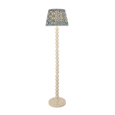 Luminosa Lighting Luminosa Higgledy Gloss Almond White Paint Floor Lamp With Marlin Blue Fabric Ripple Shade 35Cm E27 from B&Q
