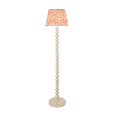 Luminosa Lighting Luminosa Higgledy Gloss Almond White Paint Floor Lamp With Coral Pink Fabric Ripple Shade 35Cm E27 from B&Q