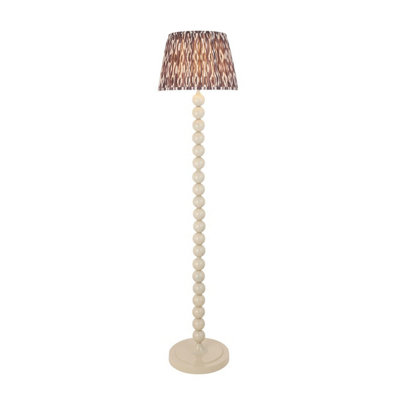 Luminosa Lighting Luminosa Higgledy Gloss Almond White Paint Floor Lamp With Pearl Grey Fabric Ikat Shade 35Cm E27 from B&Q