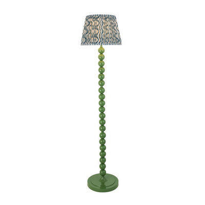 Luminosa Lighting Luminosa Higgledy Gloss Cotswold Green Paint Floor Lamp With Marlin Blue Fabric Ripple Shade 35Cm E27 from B&Q