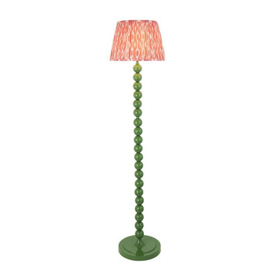 Luminosa Lighting Luminosa Higgledy Gloss Cotswold Green Paint Floor Lamp With Coral Pink Fabric Ikat Shade 35Cm E27 from B&Q