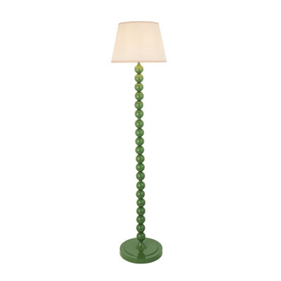 Luminosa Lighting Luminosa Higgledy Gloss Cotswold Green Paint Floor Lamp With Vintage White Fabric Ivy Shade 35Cm E27 from B&Q