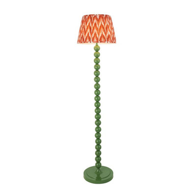 Luminosa Lighting Luminosa Higgledy Gloss Cotswold Green Paint Floor Lamp With Apricot Orange Fabric Zigzag Shade 35Cm E27 from B&Q