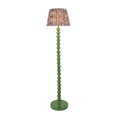 Luminosa Lighting Luminosa Higgledy Gloss Cotswold Green Paint Floor Lamp With Pearl Grey Fabric Ikat Shade 35Cm E27 from B&Q