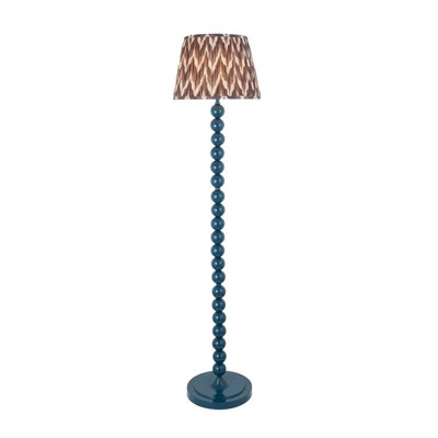 Luminosa Lighting Luminosa Higgledy Gloss Marlin Blue Paint Floor Lamp With Pearl Grey Fabric Zigzag Shade 35Cm E27 from B&Q