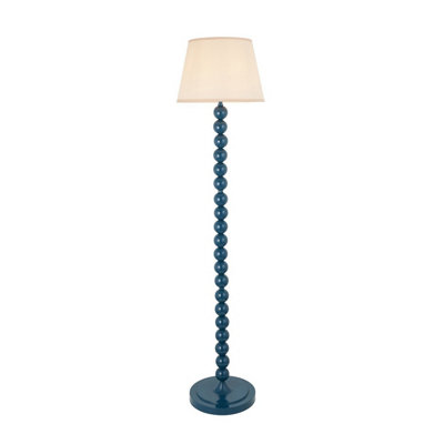 Luminosa Lighting Luminosa Higgledy Gloss Marlin Blue Paint Floor Lamp With Vintage White Fabric Ivy Shade 35Cm E27 from B&Q