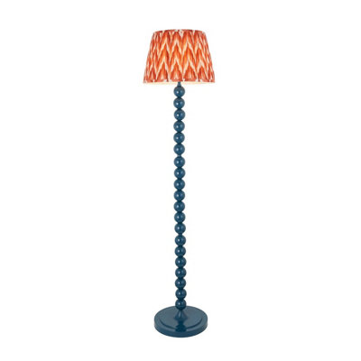 Luminosa Lighting Luminosa Higgledy Gloss Marlin Blue Paint Floor Lamp With Apricot Orange Fabric Zigzag Shade 35Cm E27 from B&Q
