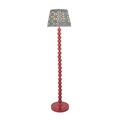 Luminosa Lighting Luminosa Higgledy Gloss Pink Clay Paint Floor Lamp With Marlin Blue Fabric Ripple Shade 35Cm E27 from B&Q