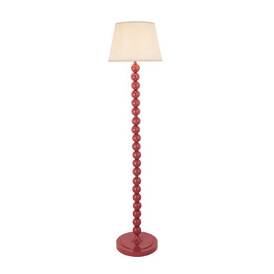 Luminosa Lighting Luminosa Higgledy Gloss Pink Clay Paint Floor Lamp With Vintage White Fabric Ivy Shade 35Cm E27 from B&Q