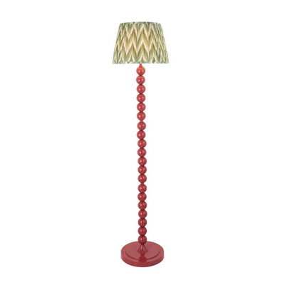 Luminosa Lighting Luminosa Higgledy Gloss Pink Clay Paint Floor Lamp With Cotswold Green Fabric Zigzag Shade 35Cm E27 from B&Q