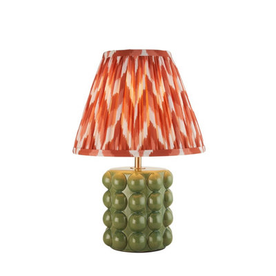Luminosa Lighting Luminosa Bobble Olive Green Glaze Table Lamp With Apricot Orange Fabric Zigzag Shade 25Cm B22 from B&Q