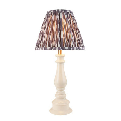 Luminosa Lighting Luminosa Myrtle Almond White Table Lamp With Pearl Grey Fabric Ikat Shade 25Cm B22 from B&Q