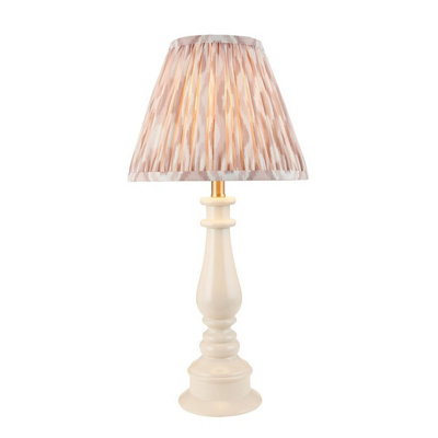 Luminosa Lighting Luminosa Myrtle Almond White Table Lamp With Neutral Print Fabric Ikat Shade 25Cm B22 from B&Q