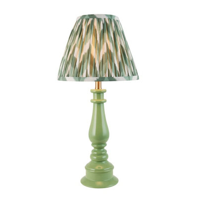 Luminosa Lighting Luminosa Myrtle Cotswold Green Table Lamp With Cotswold Green Fabric Zigzag Shade 25Cm B22 from B&Q