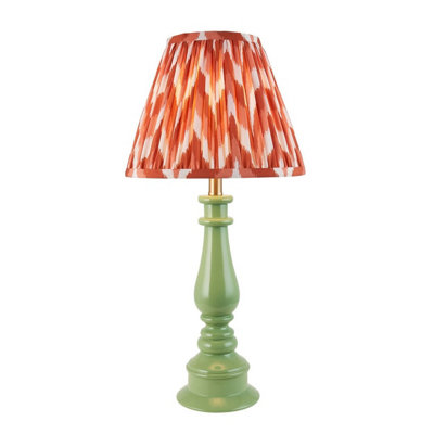 Luminosa Lighting Luminosa Myrtle Cotswold Green Table Lamp With Apricot Orange Fabric Zigzag Shade 25Cm B22 from B&Q