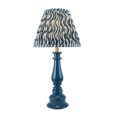 Luminosa Lighting Luminosa Myrtle Marlin Blue Table Lamp With Marlin Blue Fabric Ripple Shade 25Cm B22 from B&Q
