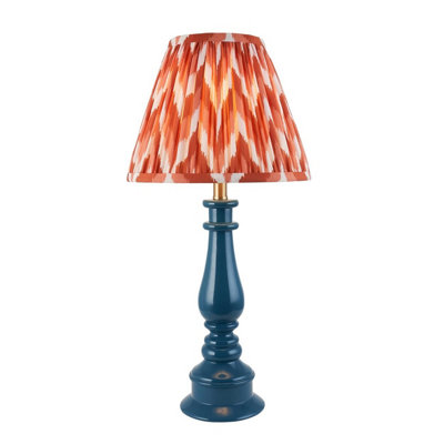 Luminosa Lighting Luminosa Myrtle Marlin Blue Table Lamp With Apricot Orange Fabric Zigzag Shade 25Cm B22 from B&Q
