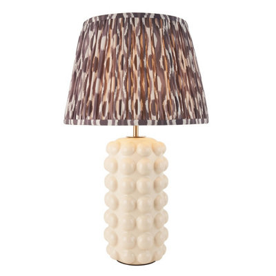 Luminosa Lighting Luminosa Bobble White Crackle Glaze Table Lamp With Pearl Grey Fabric Ikat Shade 35Cm B22 from B&Q