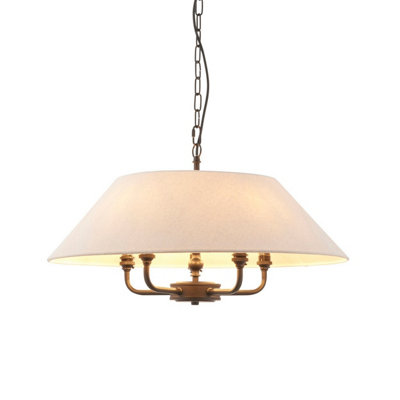 Luminosa Lighting Luminosa Lille Multi Arm Pendant Ceiling Light Matt Black & Natural Faux Linen 5X B22 from B&Q