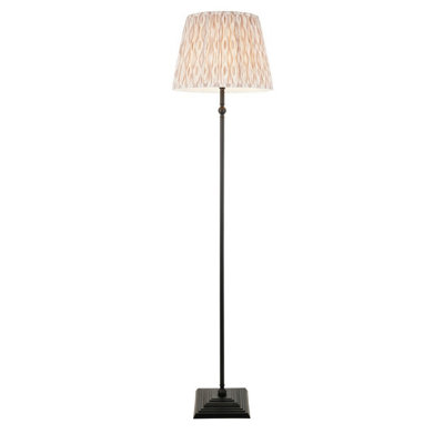 Luminosa Lighting Luminosa Lille Matt Black Floor Lamp With Neutral Print Fabric Ikat Shade 40Cm B22 from B&Q