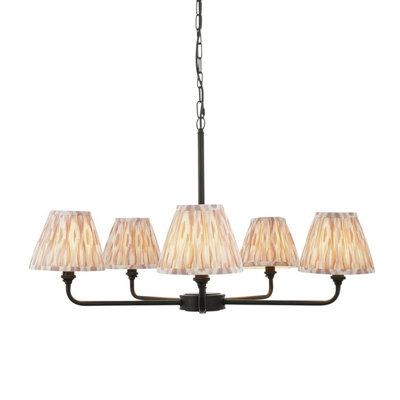 Luminosa Lighting Luminosa Lille Matt Black Pendant Light With Neutral Print Fabric Ikat Shade 16Cm 5X B22 from B&Q