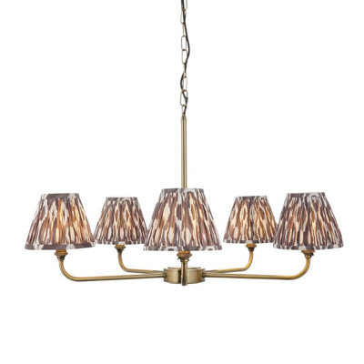 Luminosa Lighting Luminosa Lille Antique Brass Plate Pendant Light With Pearl Grey Fabric Ikat Shade 16Cm 5X B22 from B&Q