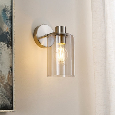 Pagazzi Lighting Pagazzi Kingsholm Brushed Satin Nickel Wall Light from B&Q