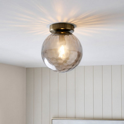 Pagazzi Lighting Pagazzi Tamara Antique Brass Flush Ceiling Light from B&Q