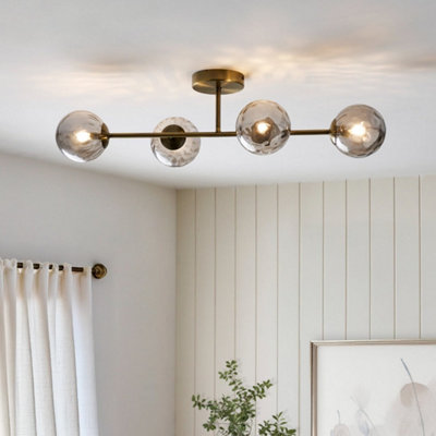 Pagazzi Lighting Pagazzi Tamara 4-Light Antique Brass Semi-Flush Ceiling Light from B&Q