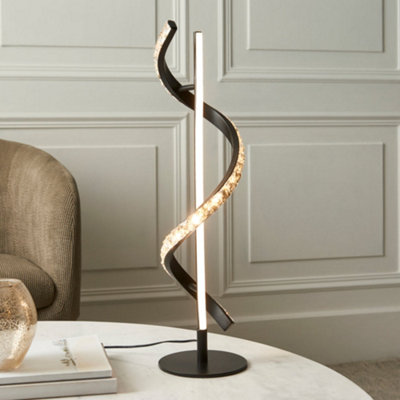 Pagazzi Lighting Pagazzi Hyde Matte Black And Crystal Led Table Lamp from B&Q