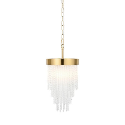 Luminosa Lighting Luminosa Anistoria Pendant Ceiling Light Brushed Aged Brass Plate & Clear Glass E27 from B&Q