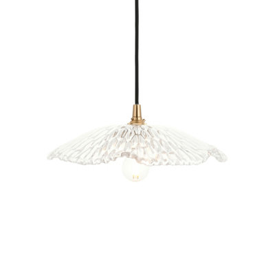 Luminosa Lighting Light/Black Luminosa Ing Luminosa Eltham Clear Glass Pendant With Brushed Aged Brass With Braided Cable Orchid B22 Size 1.5 B&Q