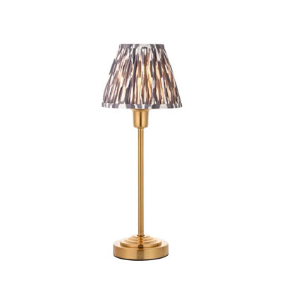Luminosa Lighting Luminosa Rise Vintage Brass Finish Table Lamp With Pearl Grey Fabric Ikat Shade 16Cm E14 from B&Q