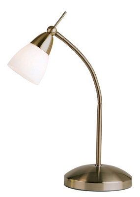 Luminosa Lighting Luminosa Range Table Lamp Antique BrassWhite GlassG9 from B&Q