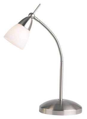 Luminosa Lighting Luminosa Range Table Lamp Satin ChromeWhite GlassG9 from B&Q