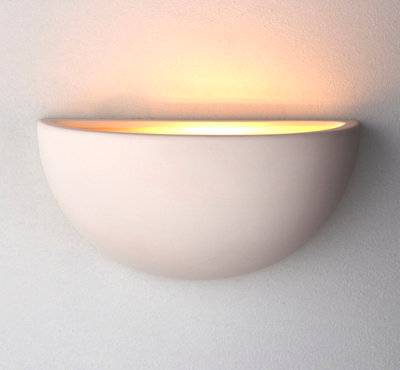 Anson Lighting Queck Unglazed Ceramic Half Moon Style 1 Light Wall Light from B&Q